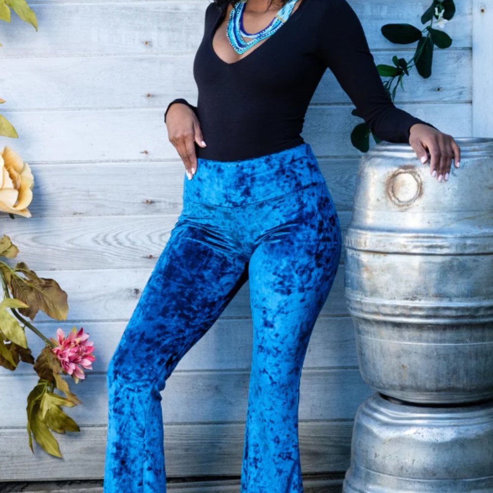 Warrior Within Velvet Slim Bells - Ocean Blue Size Medium